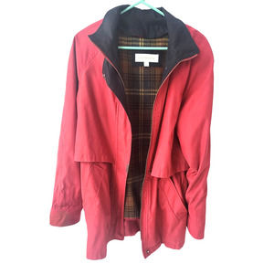 Liz Claiborne Red Full Zip Jacket with Plaid Insert - Size Small